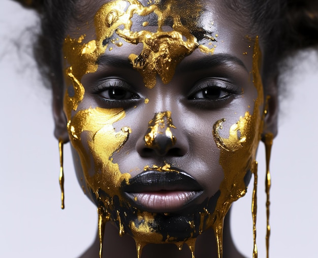 Mujeres africanas con fotografía de pintura dorada.