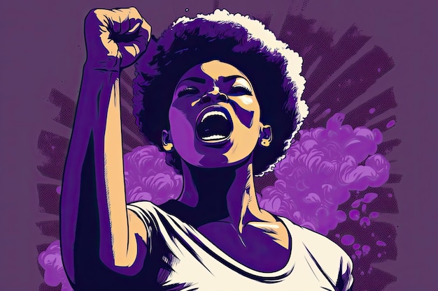 Mujeres africanas que luchan por sus derechos cansadas de la desigualdad y el racismo sufrido durante años Color Ilustración Empoderamiento femenino