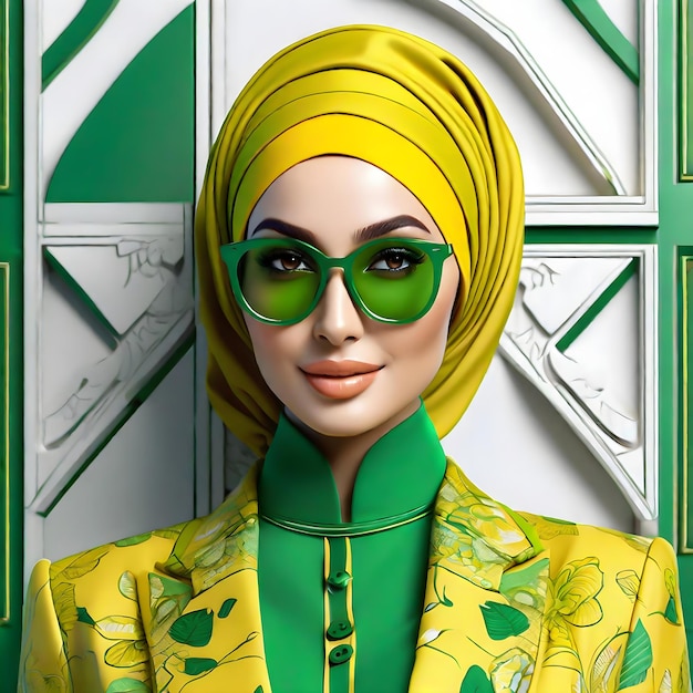 Foto mujeres de arabia saudí hijab de moda verde