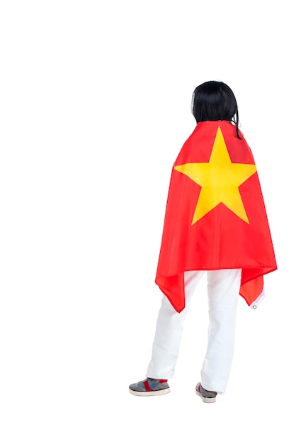 Las mujeres asiáticas celebran el día de la independencia de Vietnam el 2 de septiembre sosteniendo la bandera de Vietnam