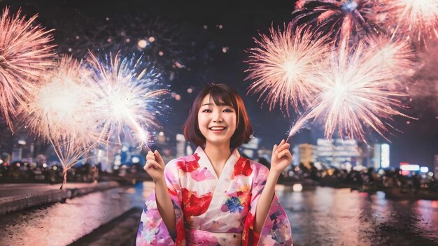 Foto mujeres asiáticas felices en el día de año nuevo fondo muy genial