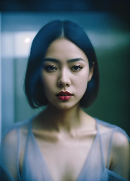 Mujeres asiáticas maquillaje cara mujer probando cosméticos hermosa cara para el maquillaje
