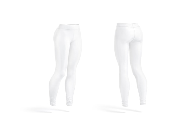 Mujeres blancas con leggings deportivos maqueta de vista lateral delantera y trasera