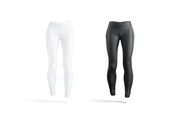 Mujeres blancas negras y blancas leggings deportivos maqueta vista delantera