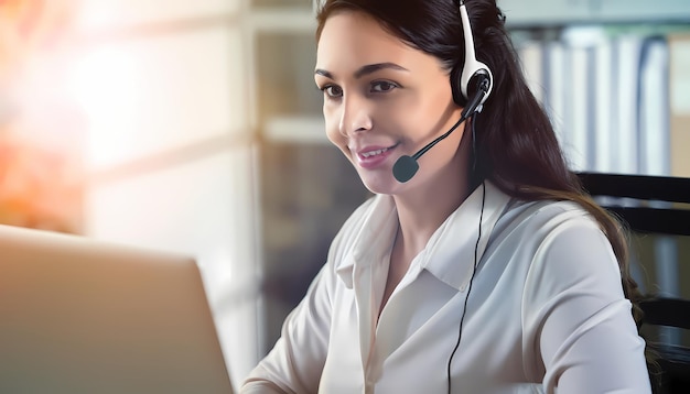 Las mujeres del call center sonrieron trabajando y brindando servicio con cortesía.