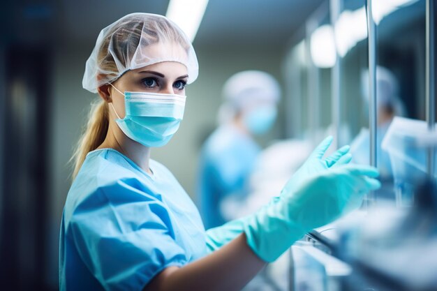 mujeres cirujanas en uniforme quirúrgico