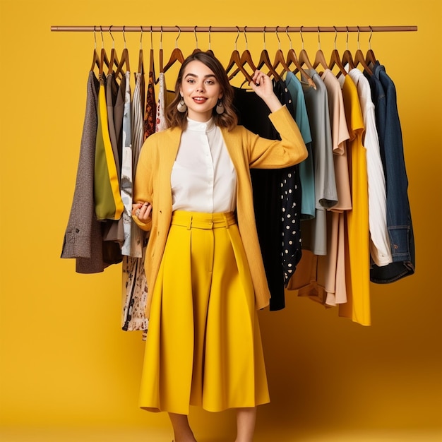 Foto mujeres colgante de ropa para compras de estilo de consumo