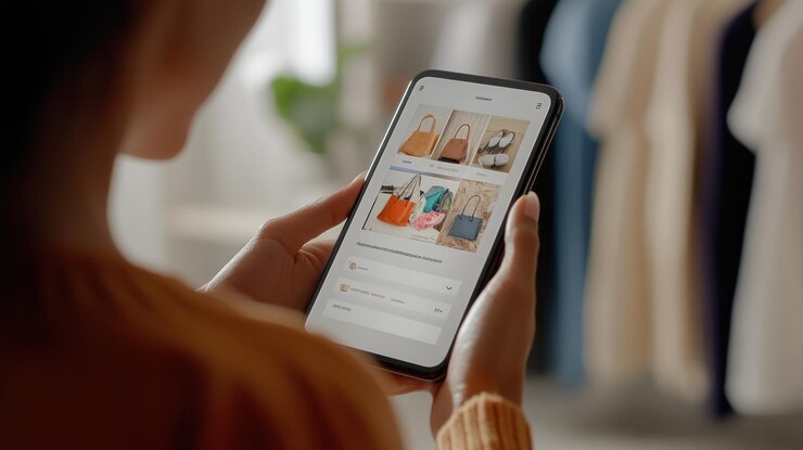 Foto las mujeres compran accesorios en línea en tabletas