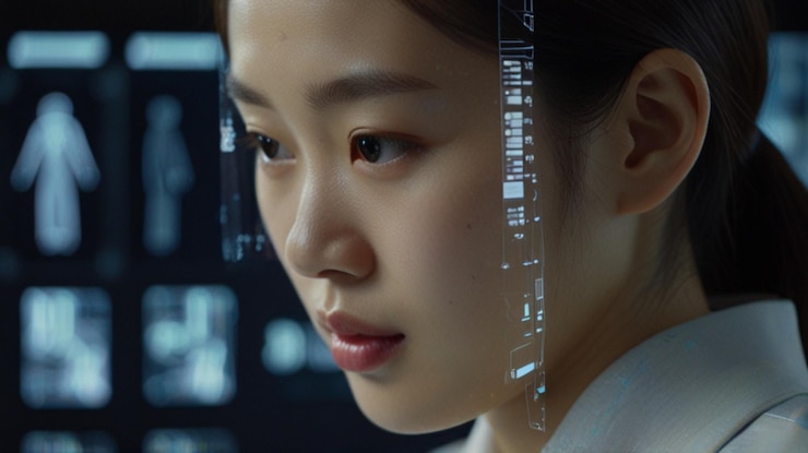 mujeres coreanas pantalla holográfica pantalla digital tecnología del futuro
