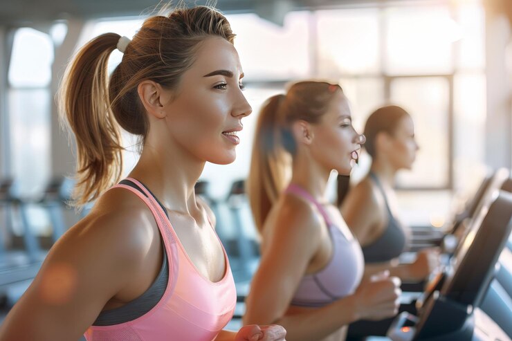 Mujeres decididas a alcanzar sus metas de pérdida de peso y acondicionamiento físico con la cinta de correr