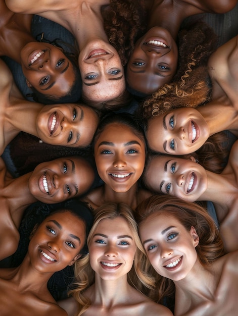 Foto mujeres desnudas de pie en círculo