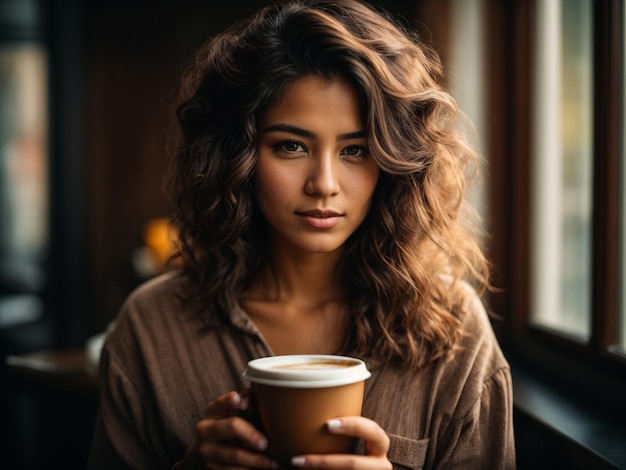 Mujeres del Día Internacional del Café sosteniendo una taza frente a la cámara