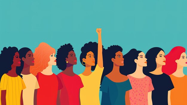 Mujeres diversas de color de pie en solidaridad y empoderamiento Imagen de stock