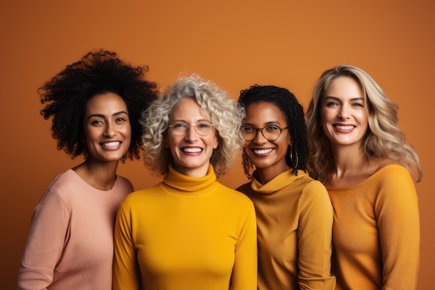 Mujeres diversas sonriendo mirando a la cámara