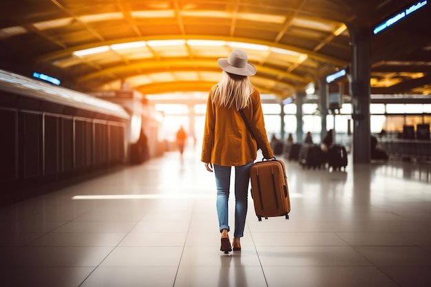 Mujeres con equipaje en el aeropuerto