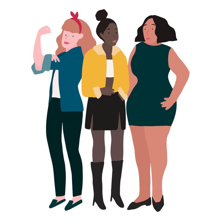 Foto mujeres feministas ilustraciones de pegatinas png fondo transparente