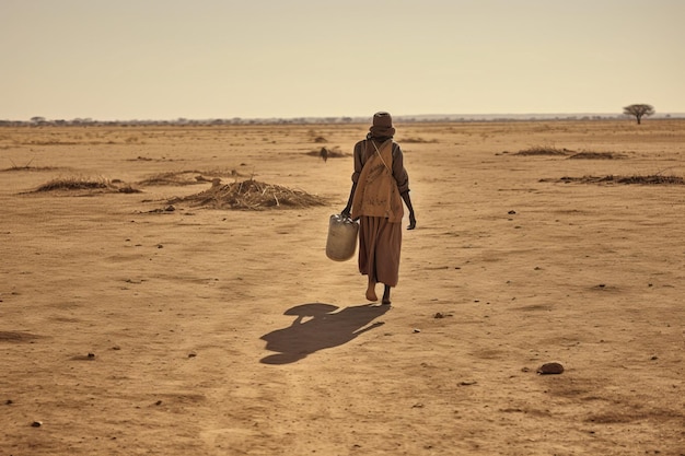 mujeres en África caminando kilómetros con botellas vacías en busca de las preciosas gotas de agua