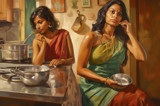 Mujeres indias preparando comida
