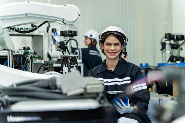 Mujeres ingenieras del equipo practicando mantenimiento Cuidando y practicando mantenimiento