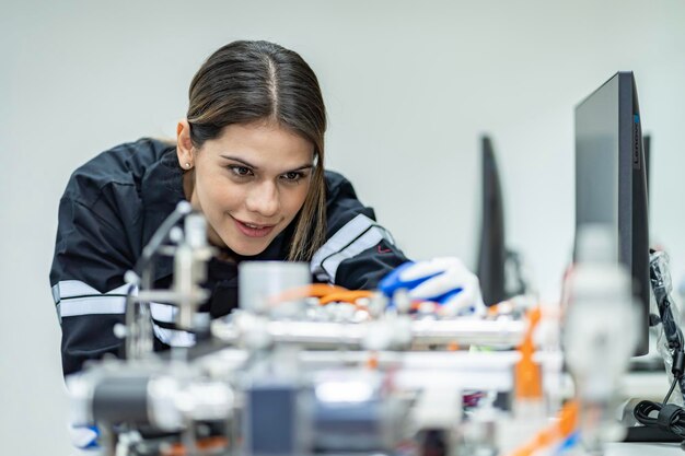 Mujeres ingenieras del equipo practicando mantenimiento Cuidando y practicando mantenimiento