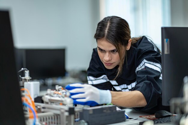 Mujeres ingenieras del equipo practicando mantenimiento Cuidando y practicando mantenimiento