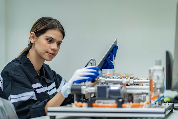 Mujeres ingenieras del equipo practicando mantenimiento Cuidando y practicando mantenimiento