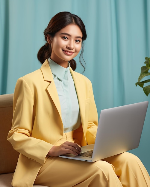 Mujeres jóvenes y bonitas empleadas asiáticas con ropa formal trabajando con un cuaderno