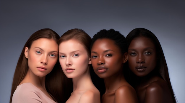 mujeres jóvenes hermosas con piel piel perfecta piel y cuidado de la piel