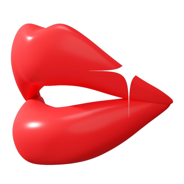 Las mujeres labios rojos png 3D ilustración brillante fondo transparente