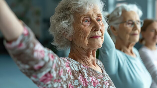 Mujeres mayores haciendo ejercicio en el gimnasio