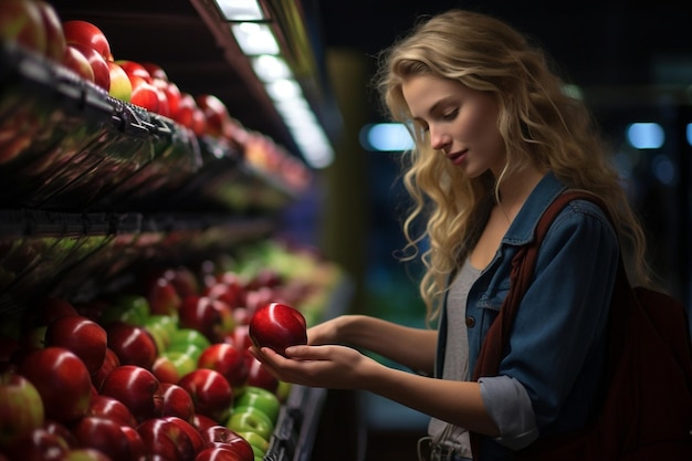 Mujeres mercado de alimentos frescos estilo de vida saludable persona orgánica compradora joven consumidor que elige