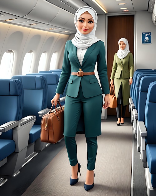 Mujeres musulmanas están en el avión