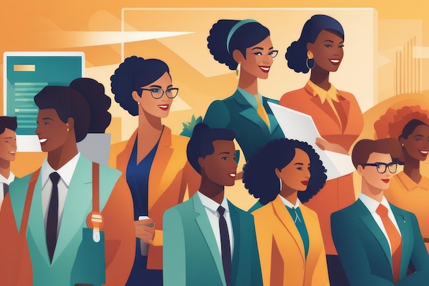 Mujeres de negocios diversas que abrazan el éxito en el lugar de trabajo moderno
