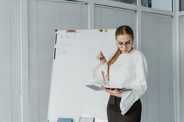 Mujeres de negocios jóvenes que trabajan en la oficina.