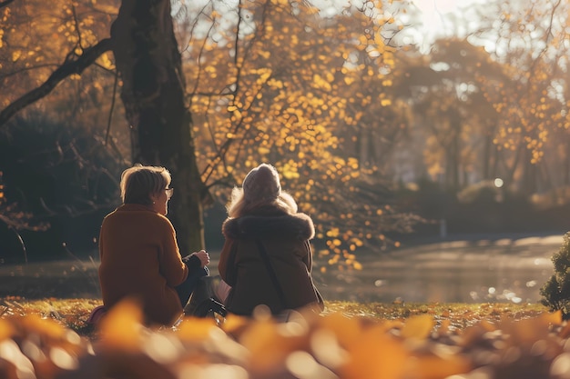 Foto mujeres y personas mayores se reúnen en un parque