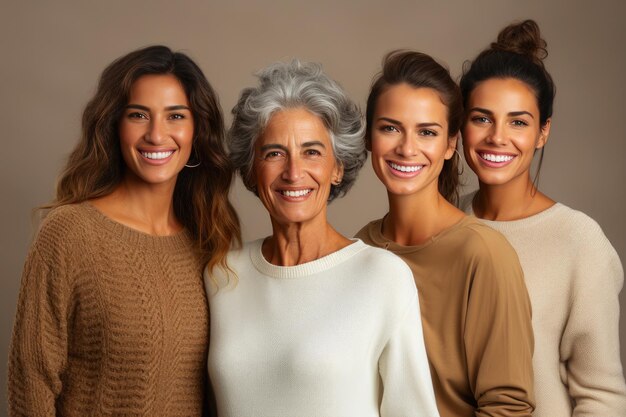 Foto mujeres de pie y sonrientes