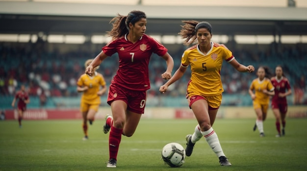 Mujeres regateando al oponente