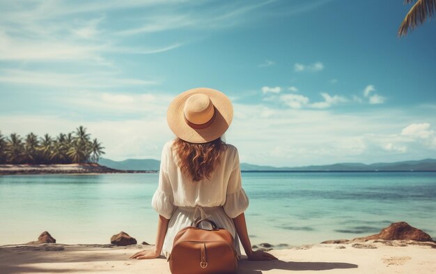 Mujeres relajándose en la playa viajes de vacaciones de verano IA generativa