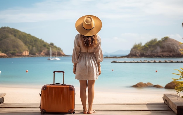 Mujeres relajándose en la playa viajes de vacaciones de verano IA generativa
