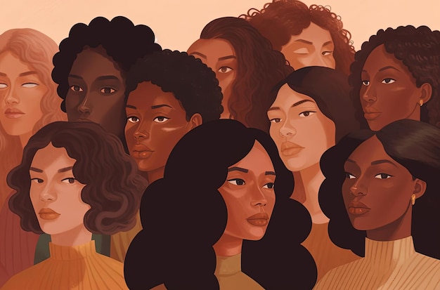 mujeres y sus rostros al estilo de una paleta de colores diversa