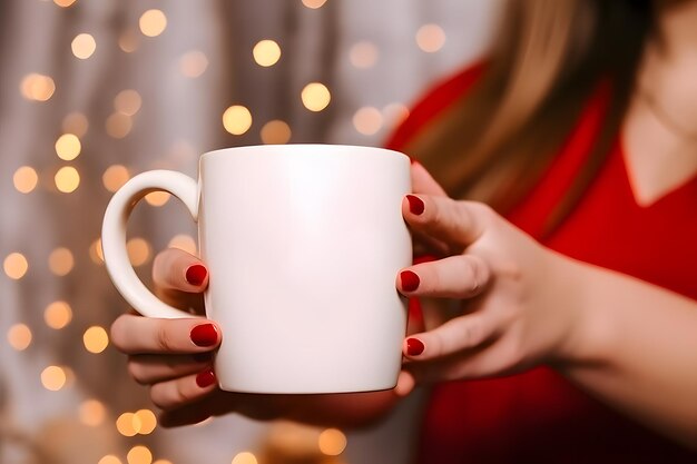 Foto mujeres con taza blanca maqueta de taza blanca en blanco para el día de san valentín