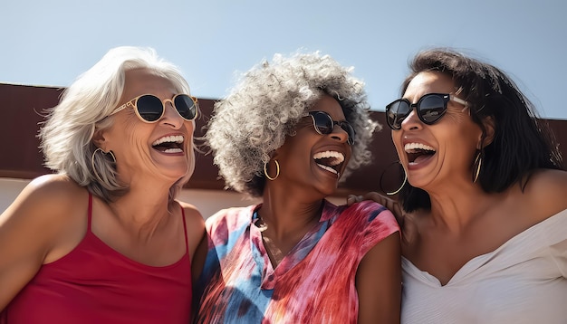 Foto mujeres viejas alegres riendo y charlando