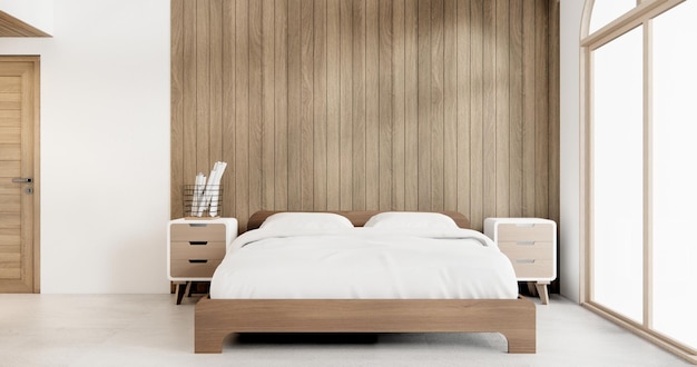 Muji Japón dormitorio interior estilo minimalista interior japonés representación 3D