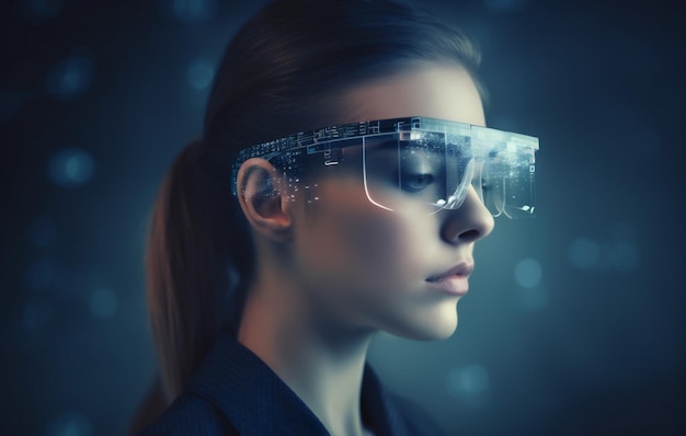 Mulher 3d tecnologia realidade virtual negócios óculos digitais inovação gráfico futurista Generative AI