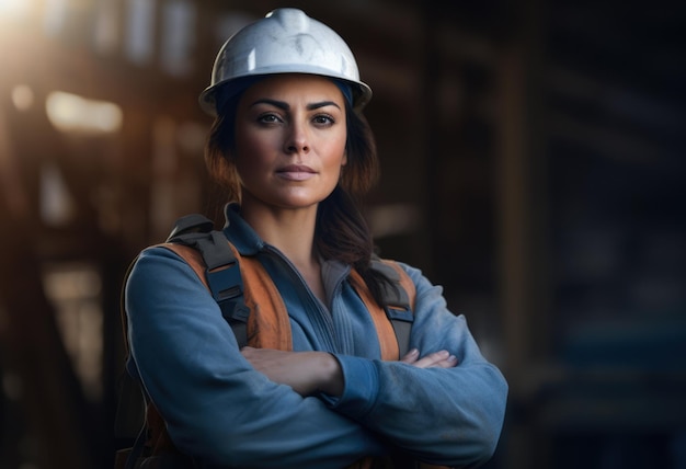 Foto mulher a trabalhar na construção