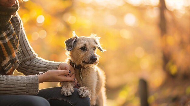 Mulher acariciando um cachorro no colo Dia do Amor ao Seu Animio Animal