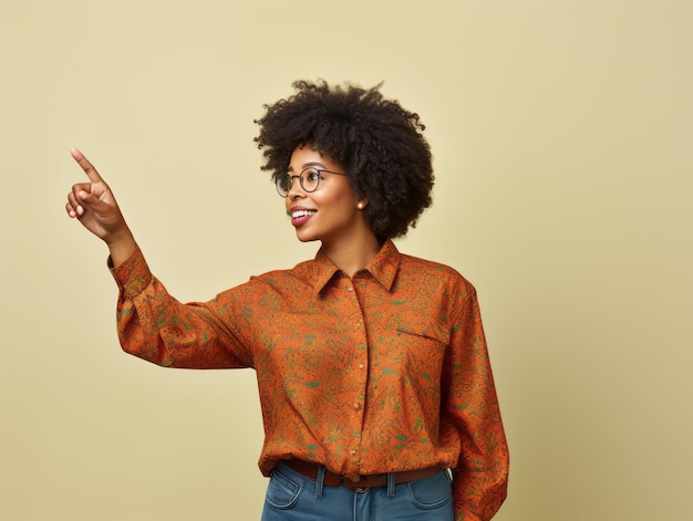 Mulher africana de 40 anos pose emocional dinâmica