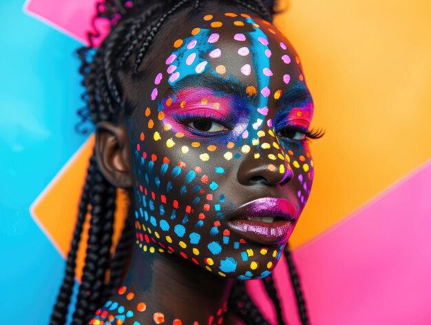 Mulher afro-americana com avatares pintados