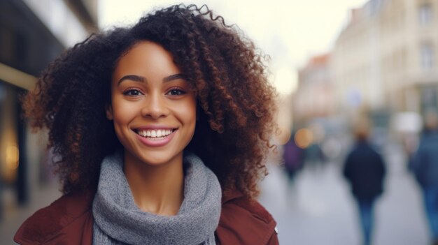 Mulher afro-americana sorridente gerada pela IA