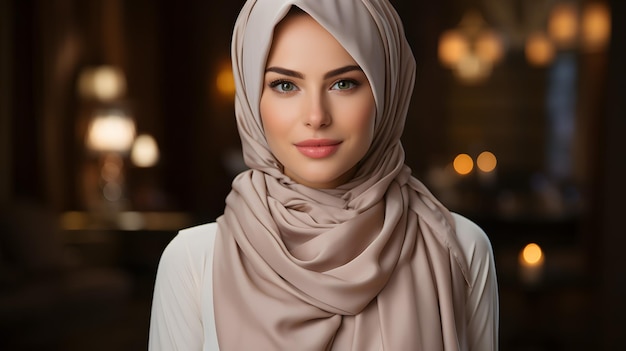 mulher arafa usando um hijab e uma camisa branca Generative AI